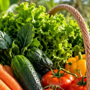 Bundle of fresh leafy greens and lettuce